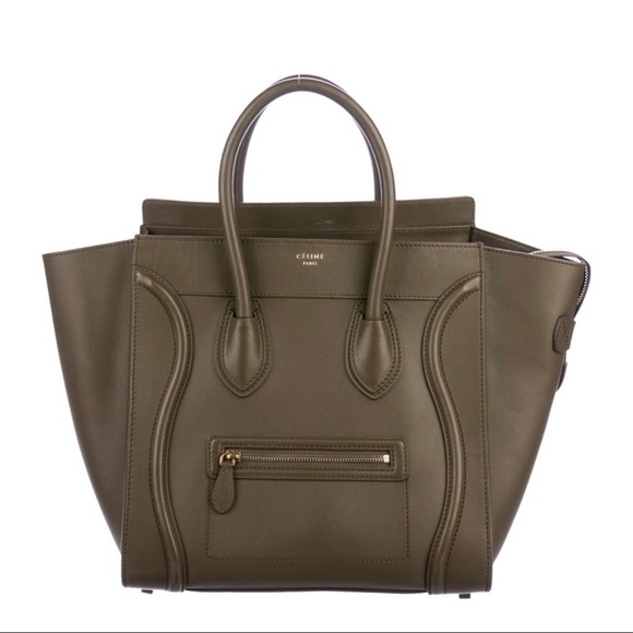 Sold CELINE 💚 LUGGAGE MINI OLIVE GREEN TAUPE - Picture 6 of 16